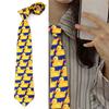 Stylish Rubber Duck Pattern Novelty Necktie For Men Formal Attires Funny Cartoon Print Polyester Silk Wedding Long Tie