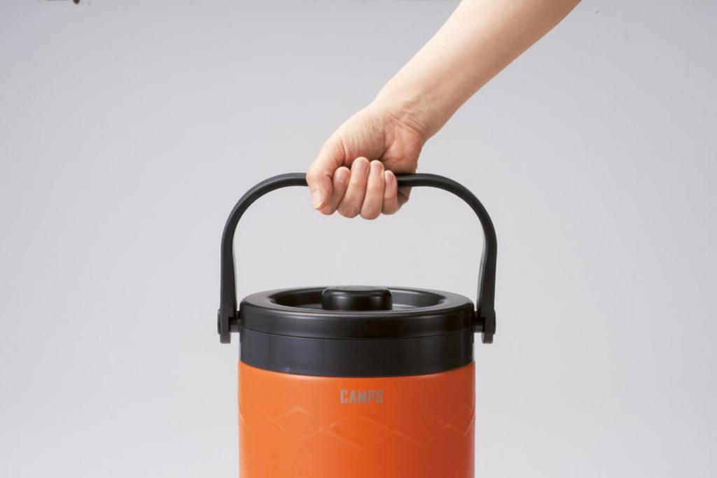 CAMPS Cooler Cylindrical Ice Large Capacity Vacuum Keeps Ice Hot Stainless Family Cooler Box, Container, 5.5L, Vertical, Double-Layer Wall, & Cold,