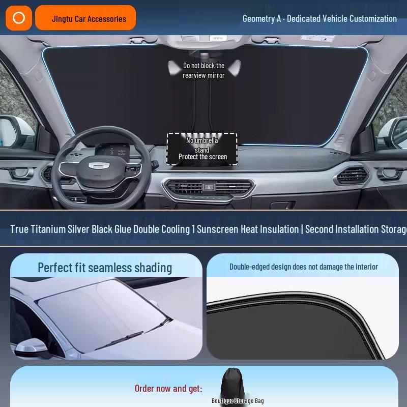 Geely Car Sunshade: Heat-Insulation Windshield Curtain for 25 Models, including Xingyue L, Xingyuan, Xingrui, Emgrand, Boyue L, and Panda MINI.