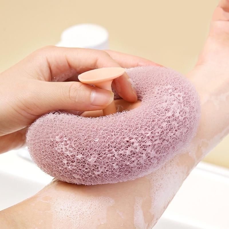 Premium Purpose Bath Sponge Mesh Pouf Gentle Exfoliating Brush And Wall Mount Storage Exfoliating Shower Ball