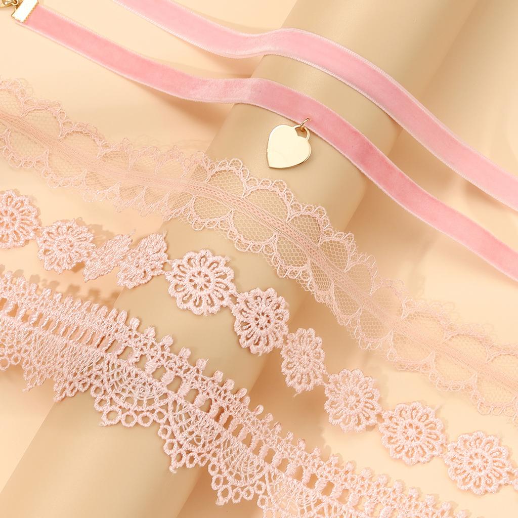 Cold wind pink lace choker necklace collar, fashion velvet necklace