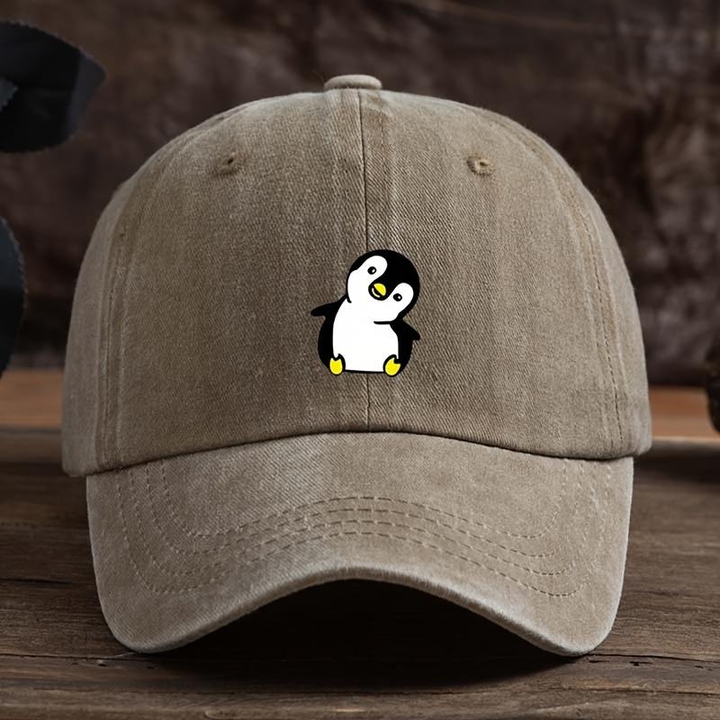Cute Penguin Printed Baseball Hat Suitable for Outdoor Fishing and Travel Headwear Optimistic Design Comfortable Headwear
