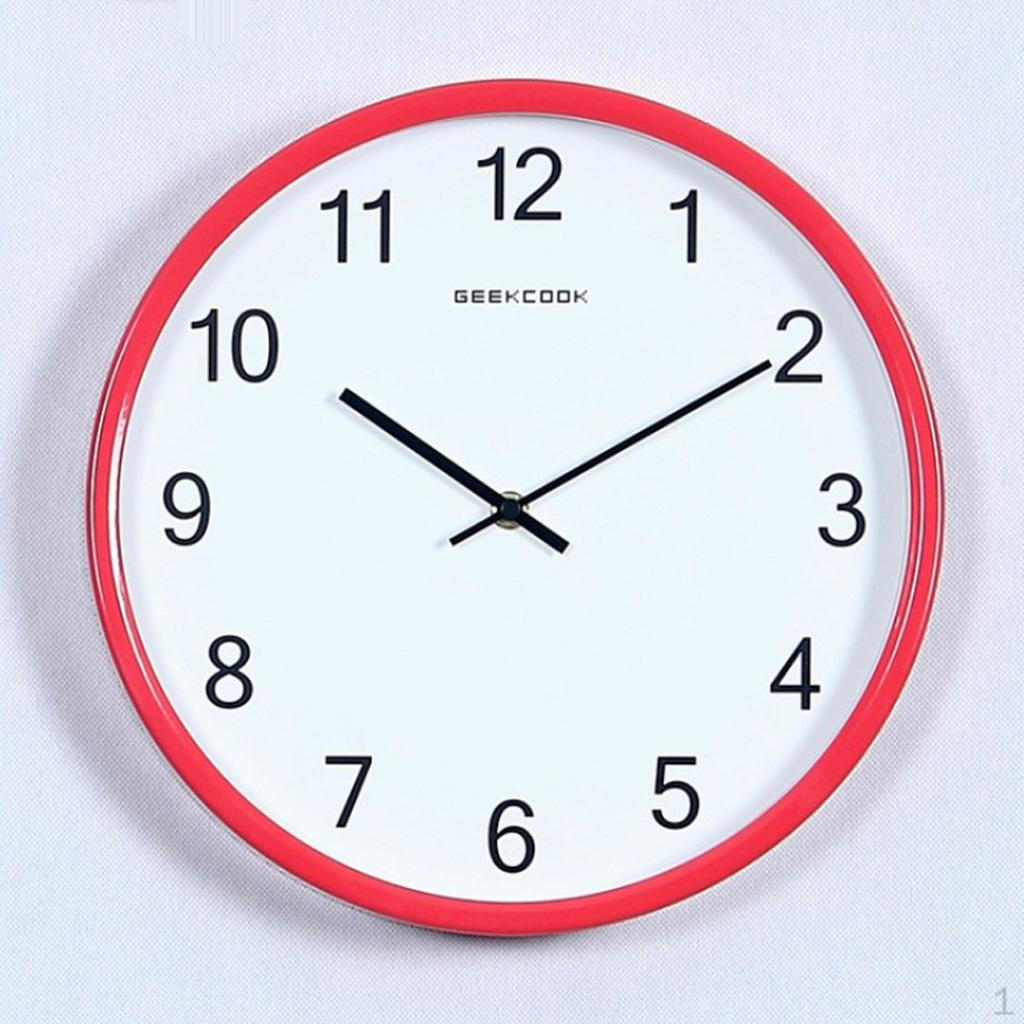 

Large Wall Clock Decorative Round Classroom Clock, with Glass Surface and Metal червоний