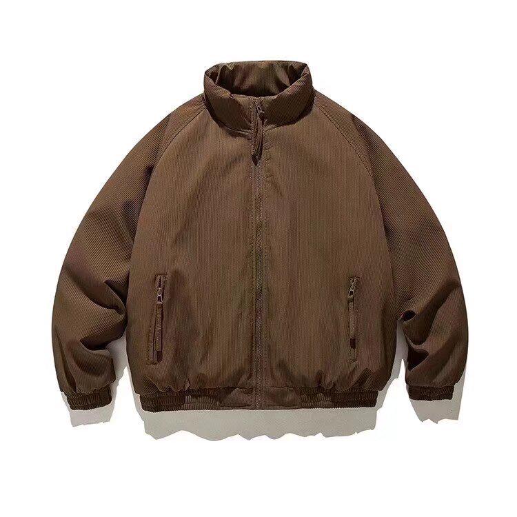 Spring 2026 Retro Brown Corduroy Washed Leather Men's Jacket - Handsome Korean Style, Loose Fit, Fashionable.