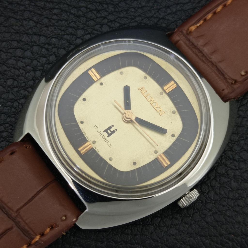 VINTAGE ALLWYN 6300A HANDOPWINDING INDIA HEREN ORIGINELE WIJZERPLAAT HORLOGE a708143-1