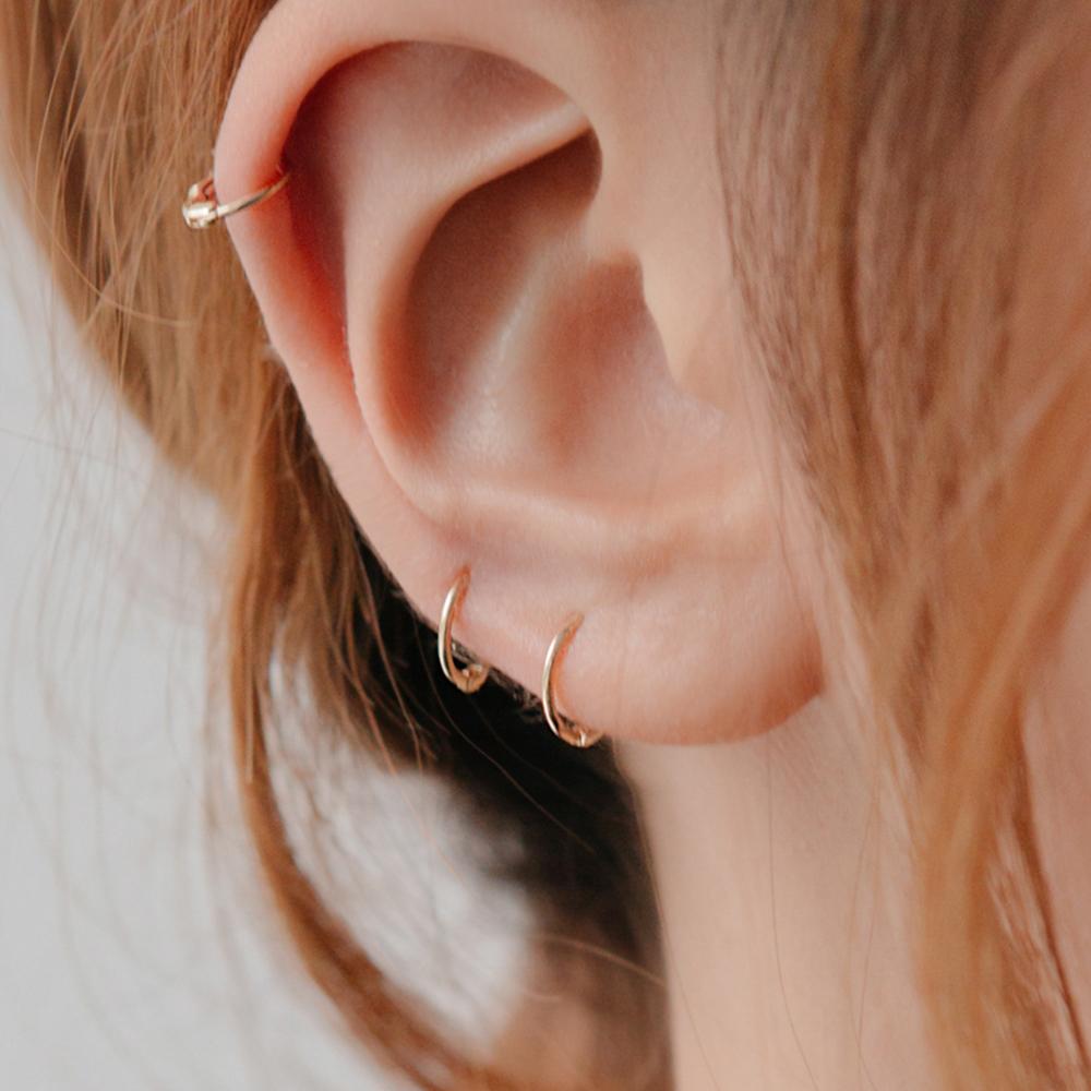 Lunne 14K Daily One-Touch Ring Earrings (14K Gold) #Er01