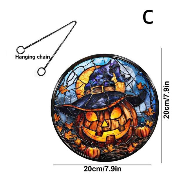 

Хэллоуин светящийся акриловый круглый дизайн тыква черный кот висит на стене крыльцо украшение дома окно подвеска