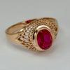 Gold-plated ring with red zircon ring, luxury hollow engraved ring, European and American manufacturers direct