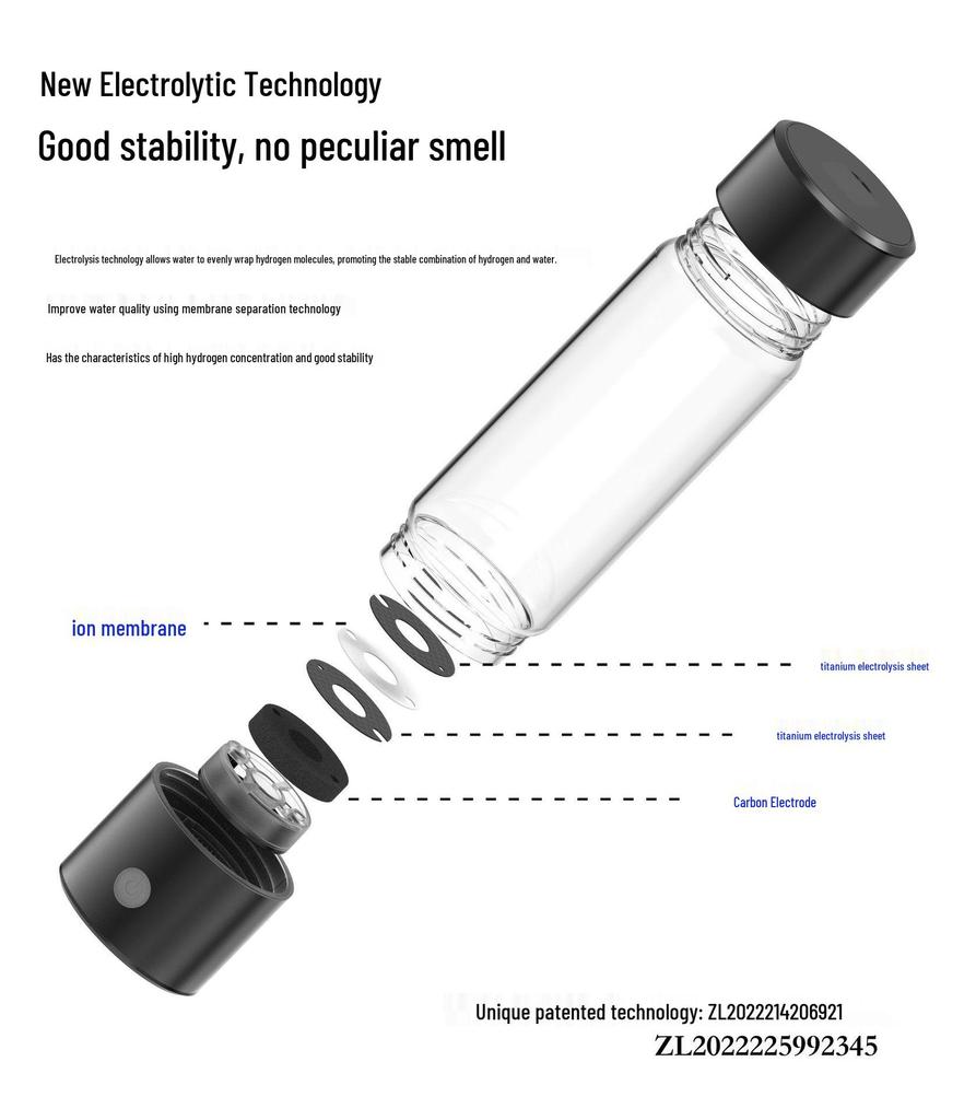 Dual-Use Hydrogen-Rich Electrolyzed Water Bottle - Large Capacity