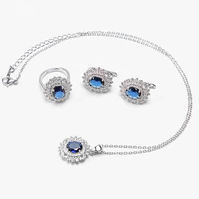 2026 Jewelry Women's Necklace Ring Earrings Three-piece Set Sweater Chain Zircon High Fashion Light Luxury Versatile Jewelry