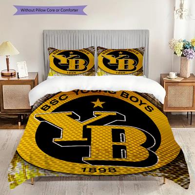 Borussia Dortmund Logo Muster Bettwäsche Steppbett Set Bettbezug Kissenbezug Heimdekoration Geburtstagsgeschenk (1 Bettbezug + 2 Kissenbezüge, ohne Füllung)