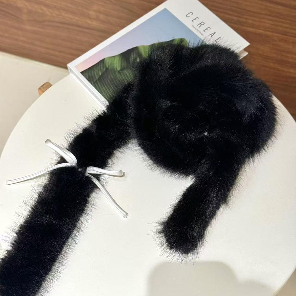 Fluffy Y2k Bow Scarf Harajuku Women Scarf Elegant Bowknot Fur Scarf  Streetwear