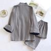 Spring and Autumn Thin Men's Kimono Robes with Long Trousres Cotton Color Matching Pajamas Plus Size Home Pyjamas Set