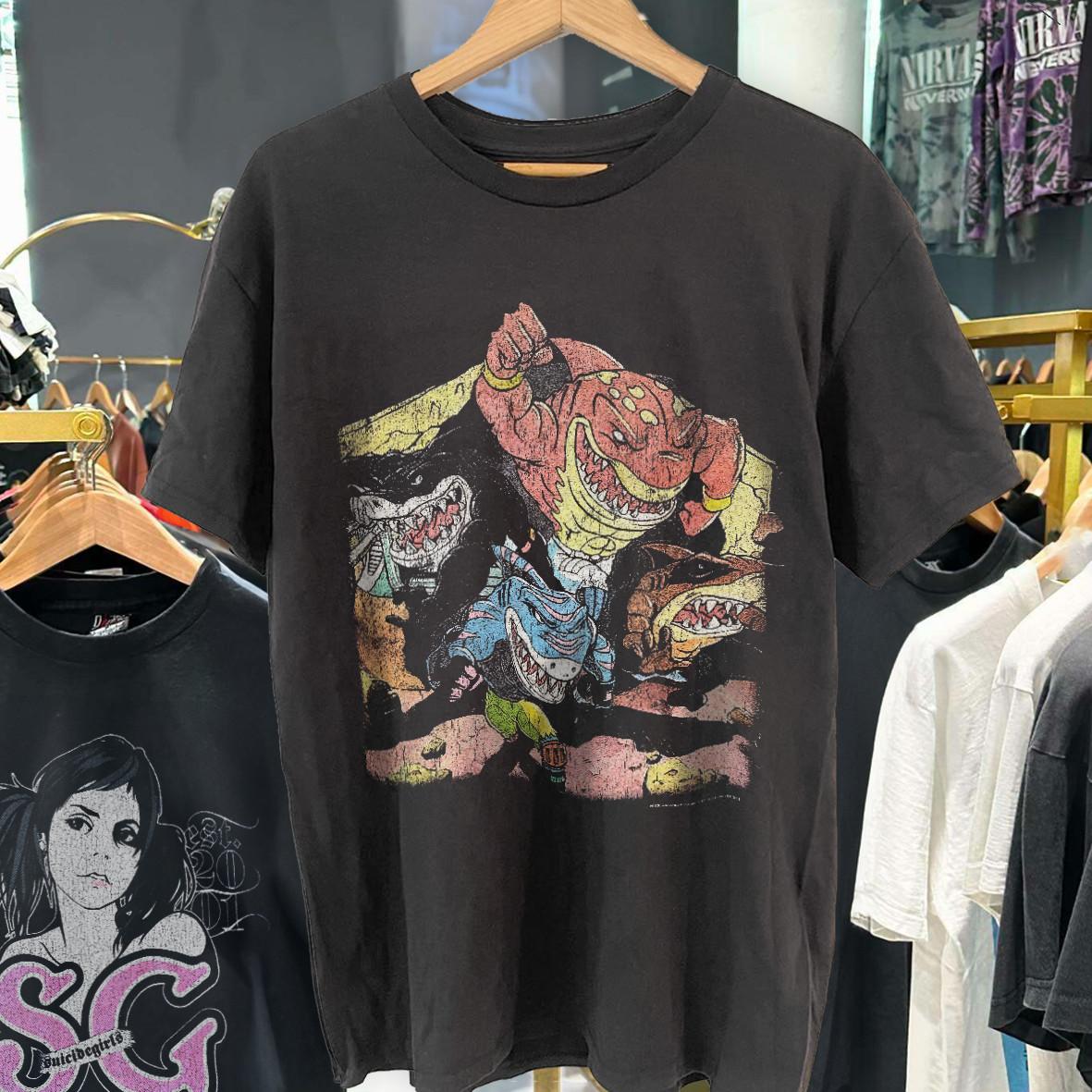1995 Street Sharks Classic T-Shirt Black S 3XL
