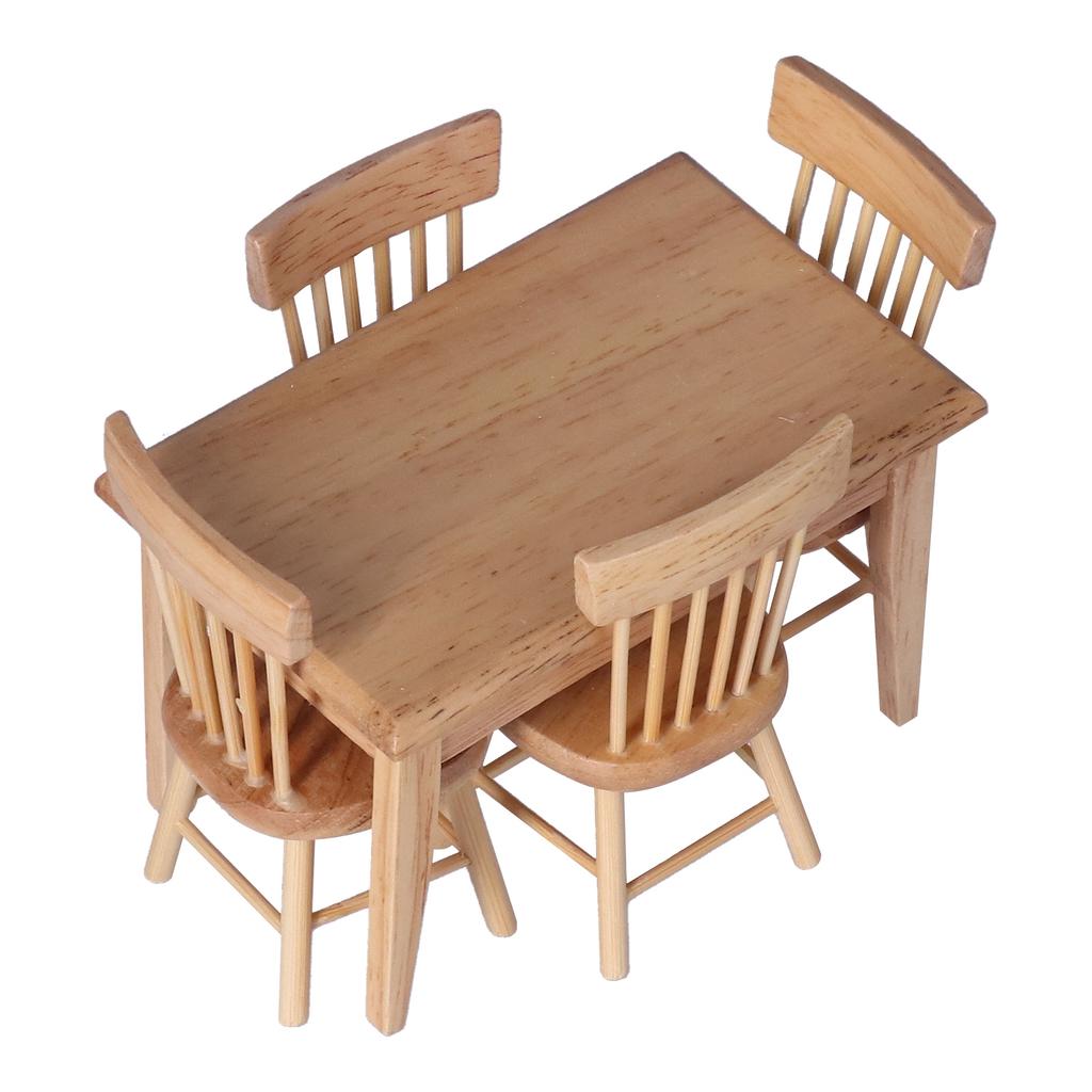 Dollhouse Furniture 1 Table 4 Chairs Wooden 1:12 Miniature Furniture for Children Toys Decoration