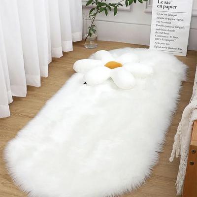 Covor Oval Pluș Super Moale Pufos Alb Covoare pentru Living Decor Acasă Dormitor Decor Cameră Copii Salon Covor cu Puf Gros