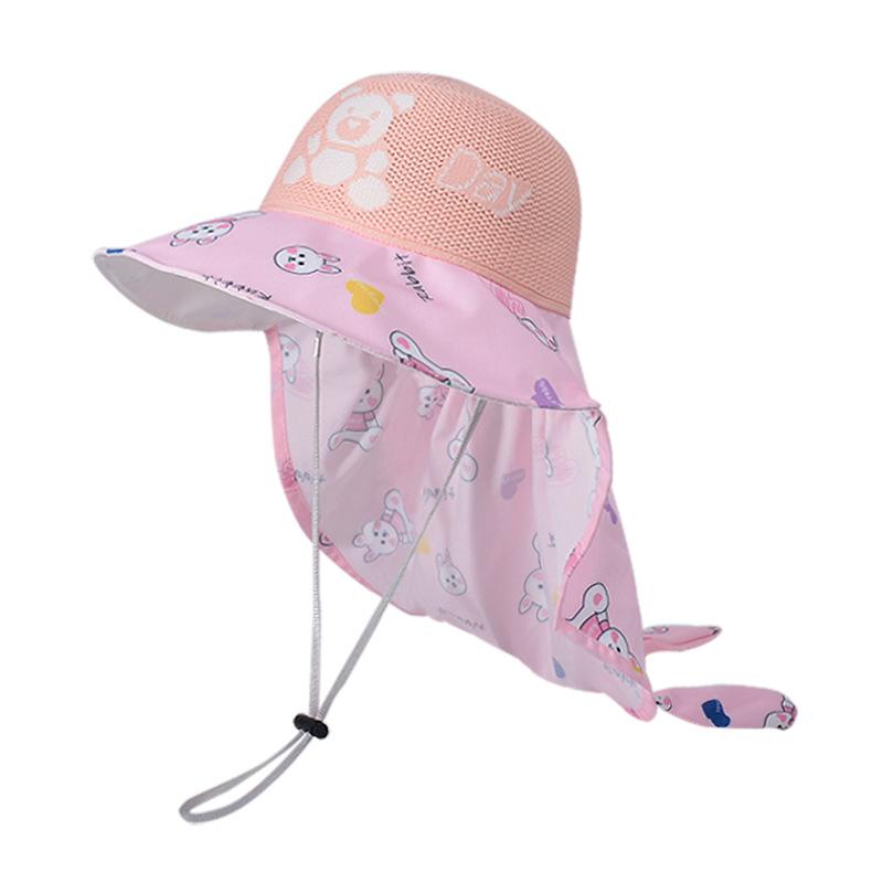 

1115 children s hat big eaves shawl bucket hat cartoon cute boys and girls outdoor breathable sunscreen visor оранжевый