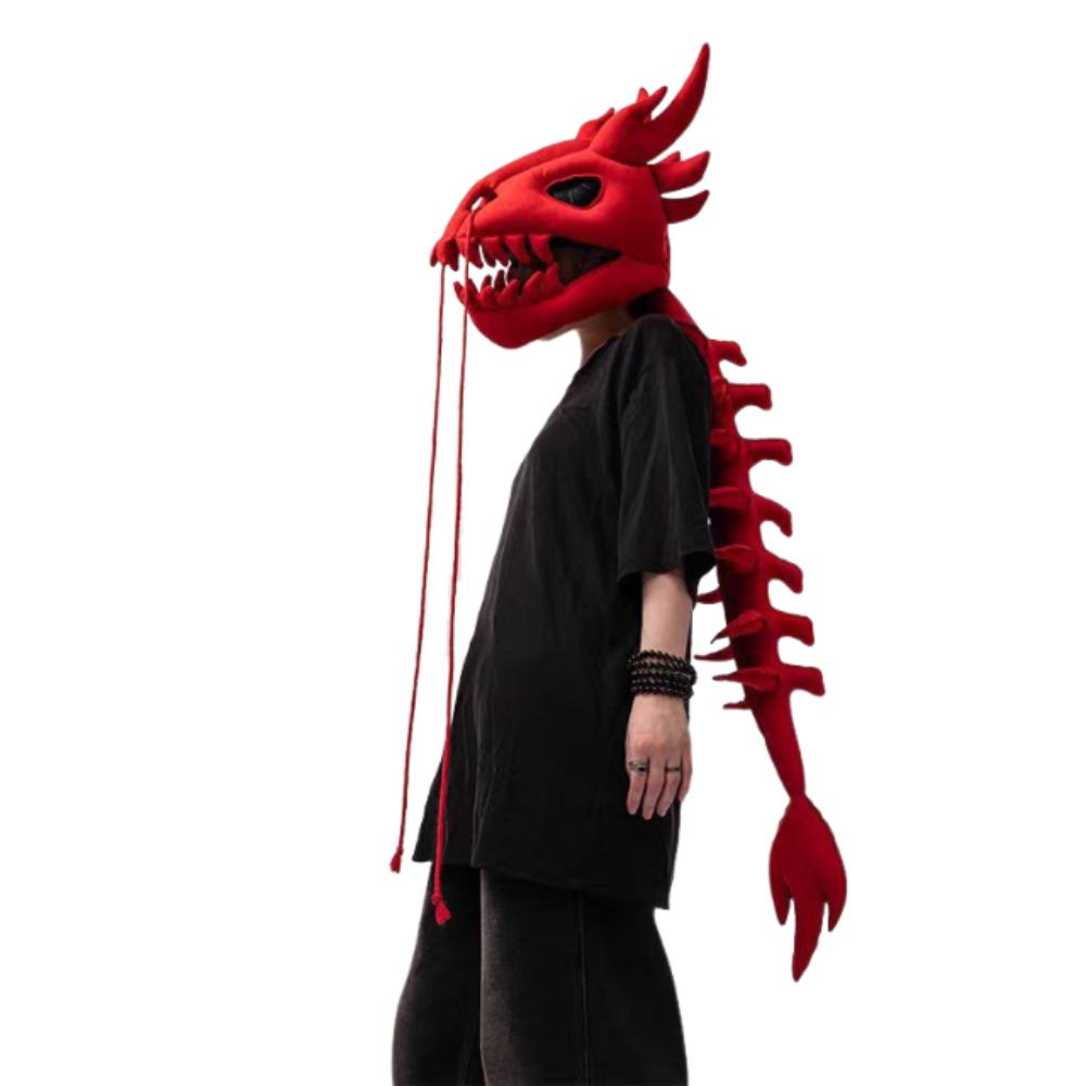 80/120CM Dinosaur Bone Head Hat Wearable Plush Dinosaur Costume  Party Outfit