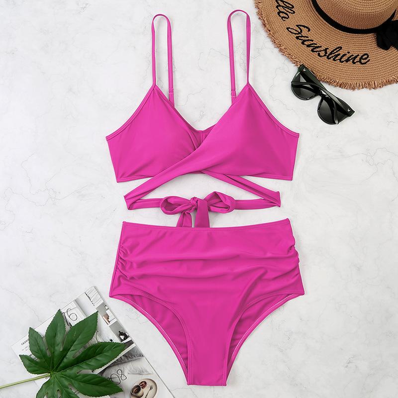Biquíni feminino sexy cintura alta maiô praia feminino verão maiô