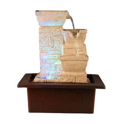 Tabletop Water Fountain Polyresin Indoor Outdoor Water Fountain with LED Lights for Home Decor, Decoration Showpiece