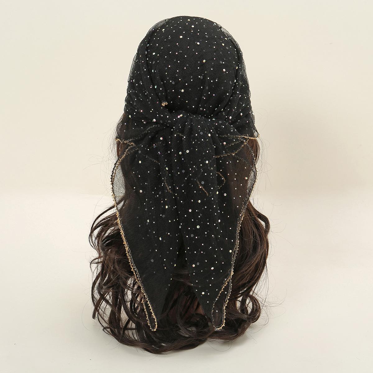 

Весенний шелковый квадратный платок со стразами - Универсальный, модный женский головной платок 80*80 cm