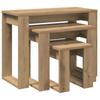 Set of 3 Tables Artisan Oak Wood Based Material