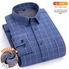 New Plus Size Velvet-Lined Men's Pure Cotton Plaid Shirt - Warm, Thickened for Autumn/Winter Cold Protection