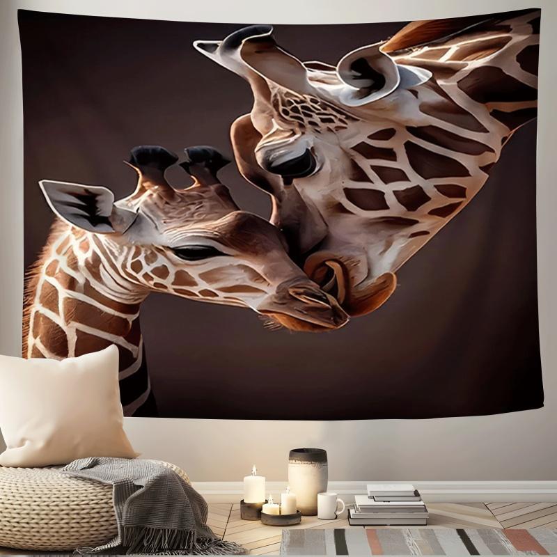 Mirror Giraffe Theme Digital printing polyester wall hanging tapestry decorative Living room bedrooms Office background gift