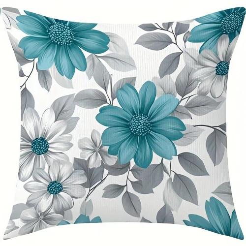 Blue and white decorative pillowcase, ultra-soft polyester material living room sofa backrest car pillowcase home decoration