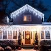 Solar Powered Icicle LED Lights Weatherproof Christmas String Lights Uses for Fence Tree Eaves Decor