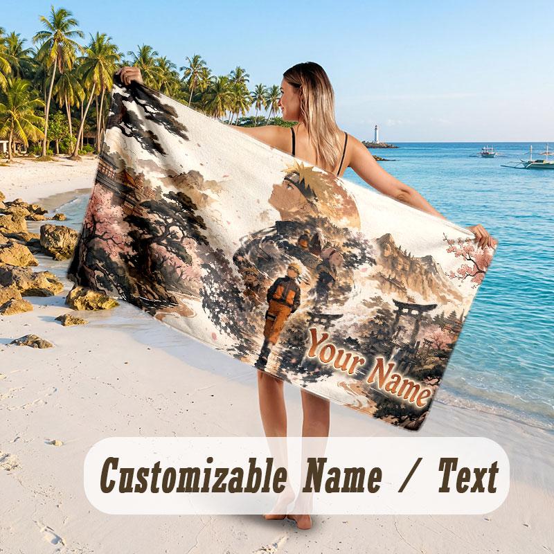 Custom Name Large Beach Towel,Naruto Quick Absorbent Towel For Outdoor Travel Poolside