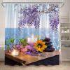 Zen Green Bamboo Shower Curtains Purple Orchid Butterfly Flowers Plants Black Stone Spa Nature Scenery Fabric Bathroom Decor Set