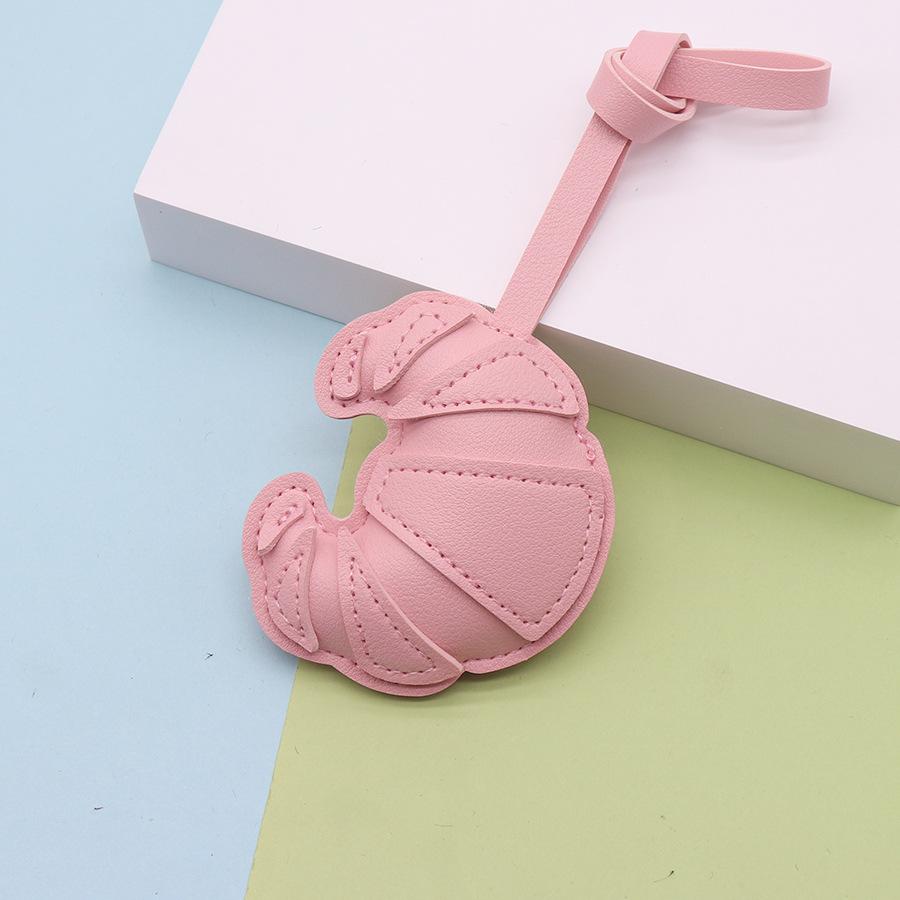 PU Leather Croissant Keychain Car Keyring Cartoon Hanger Bag Pendant