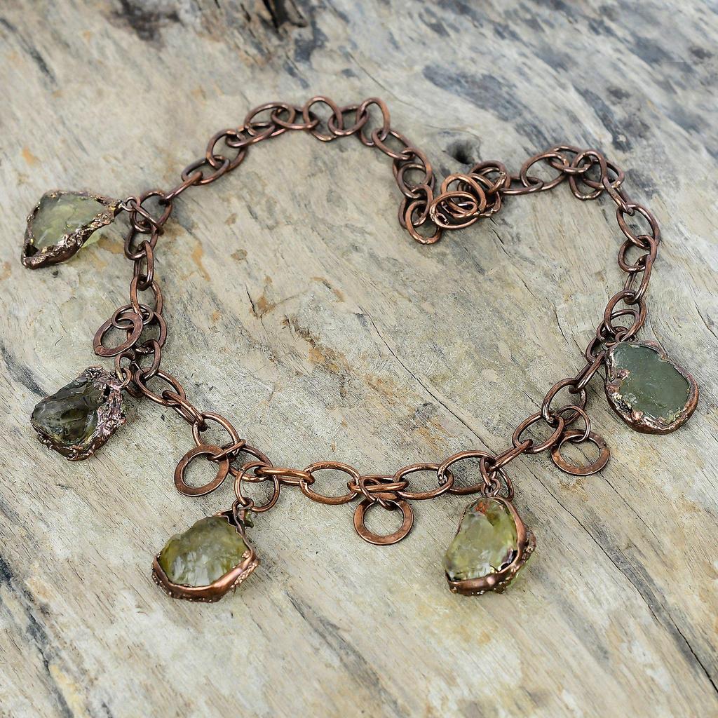 Citrine rough necklace electroformed copper necklace adjustable chain necklace handmade copper jewelry wedding gift dainty gemstone necklace