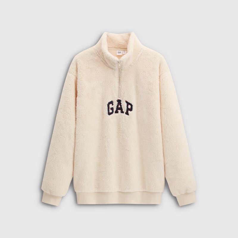Gap Unisex 2025 Autumn Logo Embroidered Loose-Fit Half-Zip Plush Sweatshirt