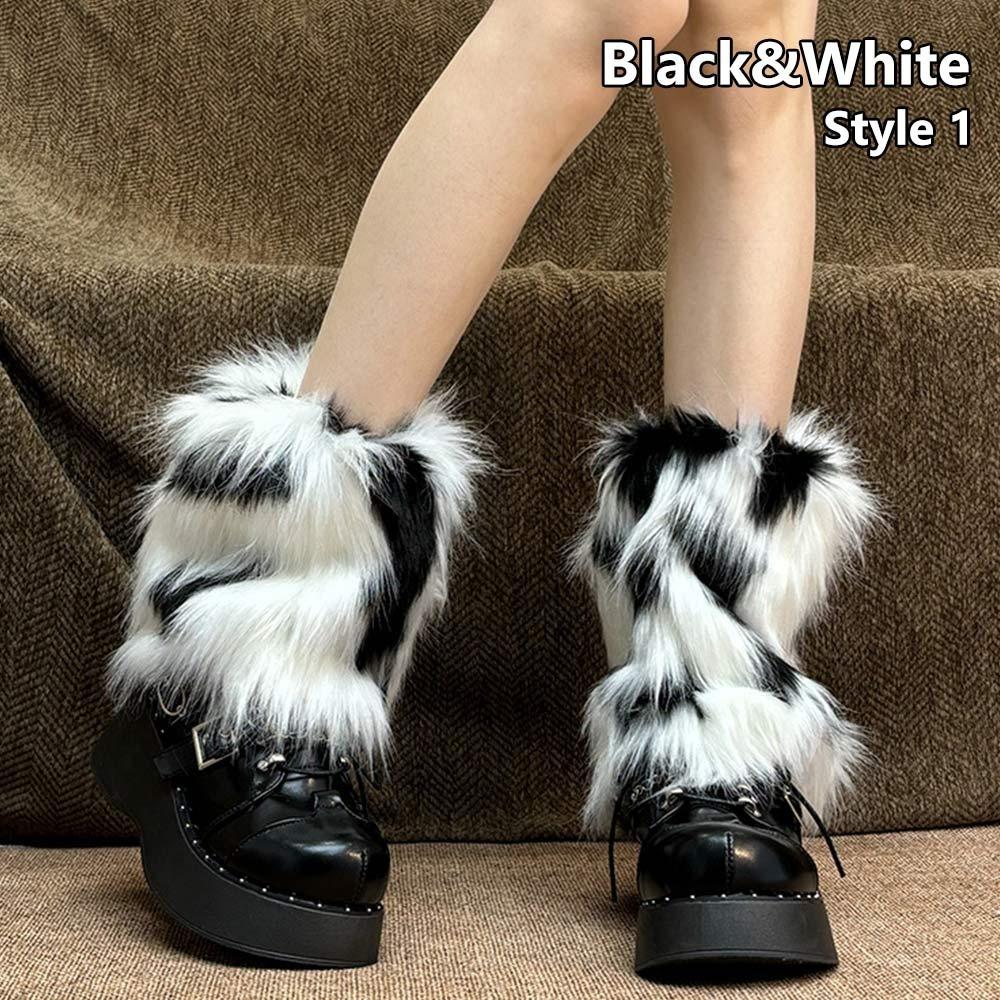 Y2k Zimní návleky na nohy Huňaté návleky na nohy Módní ponožky do bot Dámské Dívčí