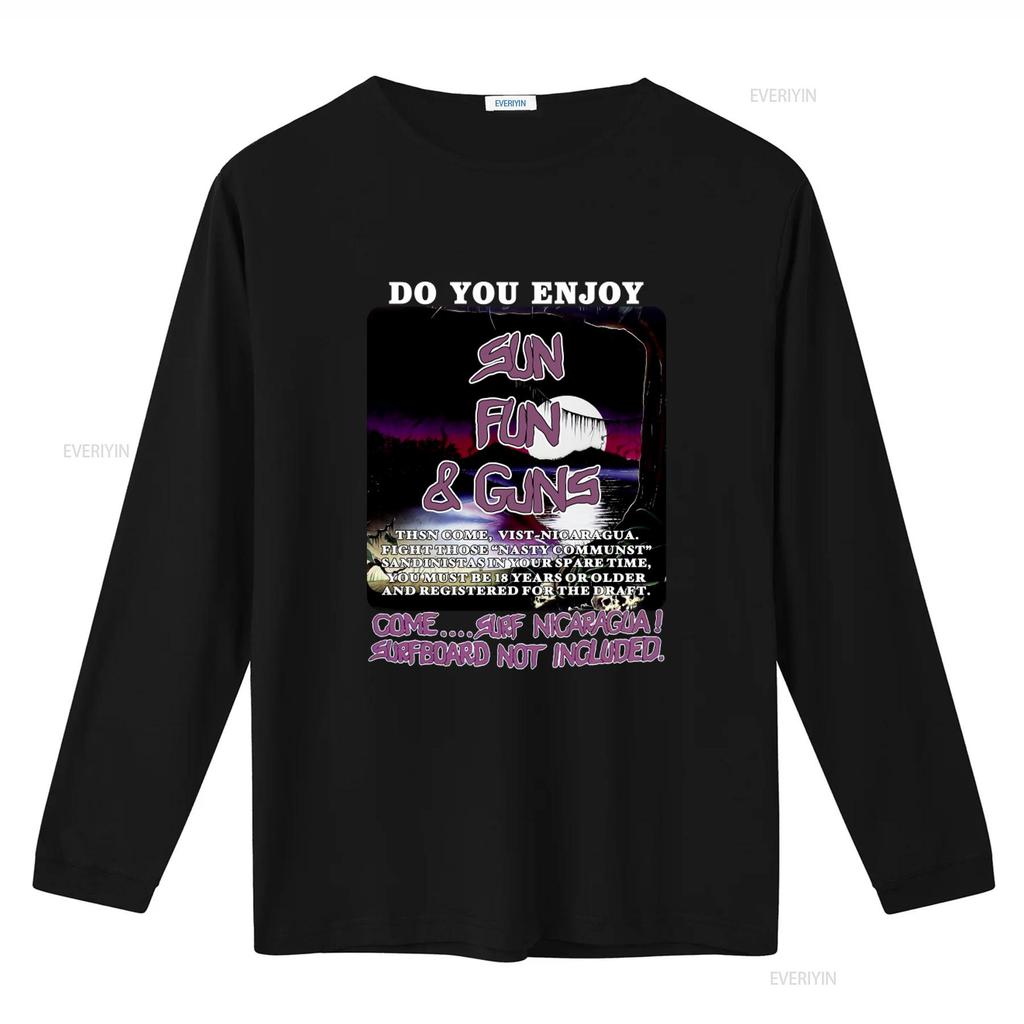 Sun Fun Guns Print T-Shirt für Herren Surfen in Nicaragua genießen 18 vintage gewaschen Designer-Kleidung Stylisch grafisch Unisex-Mode