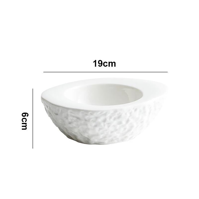 Simple White Special-shaped Ceramic Dinner Plate Salad Dessert Household Tableware Egg-shaped Insulation Bowl Kitchen