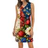 Flag Dress for Women Sleeveless Summer Floral Print Loose Fit Casual 4Th Of July Dresses for Women Red White Blue Dre