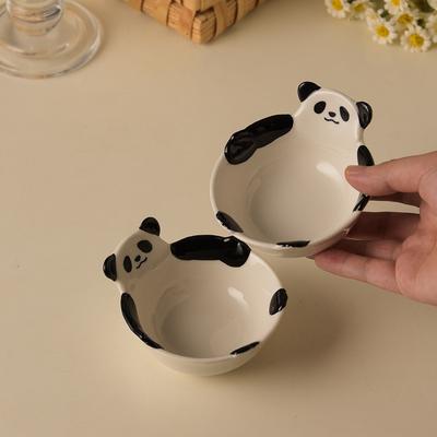 Plato creativo con forma de panda para mojar, para hacer albóndigas caseras, vinagre, olla caliente, condimento, plato pequeño de cerámica, diseño de plato con sensación de regalo