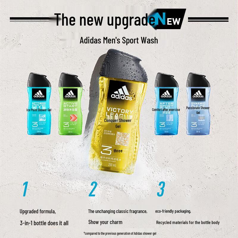 Adidas Men's Conquer 3-in-1 Shower Gel