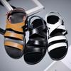 Mens Sandals Summer Roman Sandals Leather Slippers Woven Handmade Shoes Comfortable Solid Color Open Toe Leather  New Men's