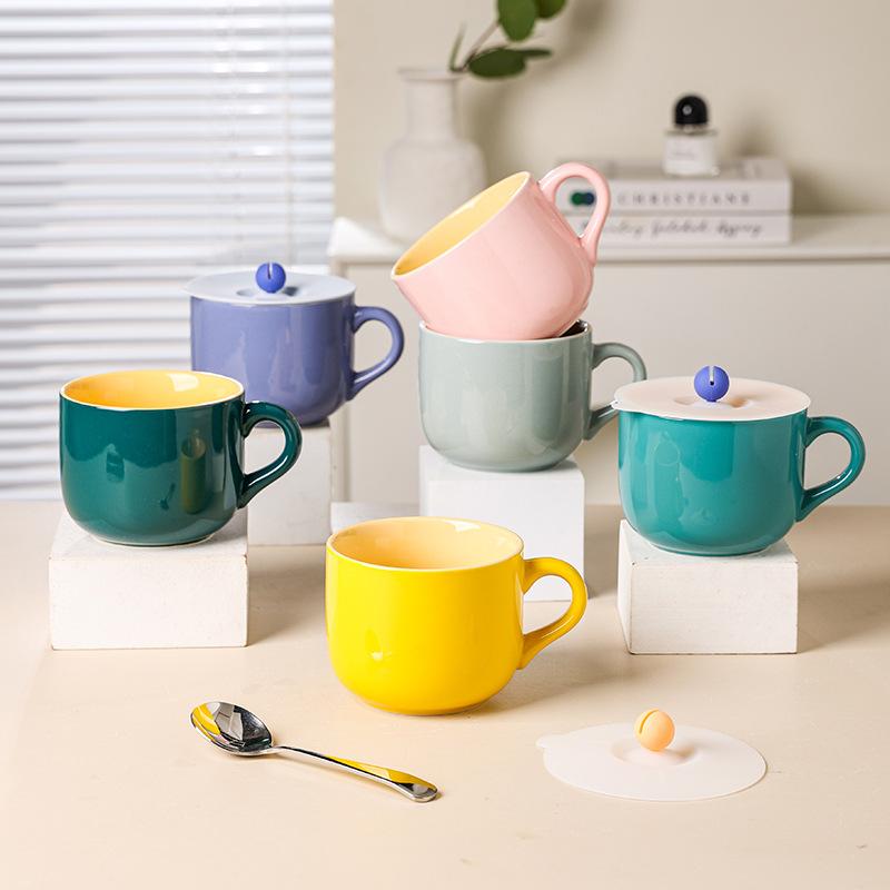 Large Capacity Ceramic Mug Office Breakfast Cup for Couples Home Milk Cup