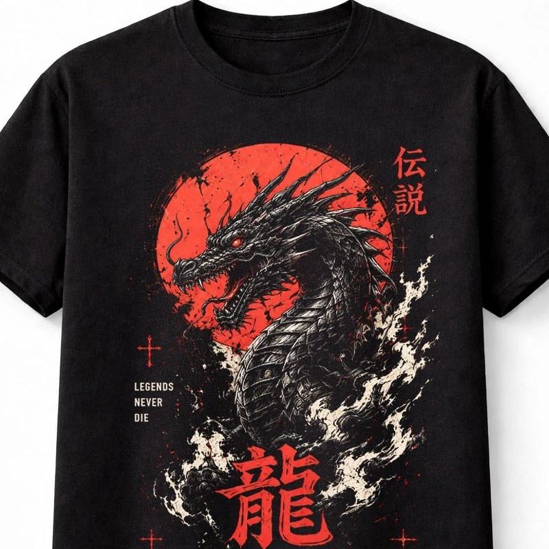 Japanese Dragon Legends Never Die Mythical Beast Art Unisex TShirt