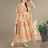 DIMANAF New 2026 Women Plus Size Summer Casual Long Dress Cotton Loose Oversize Floral Print Beach Sundress