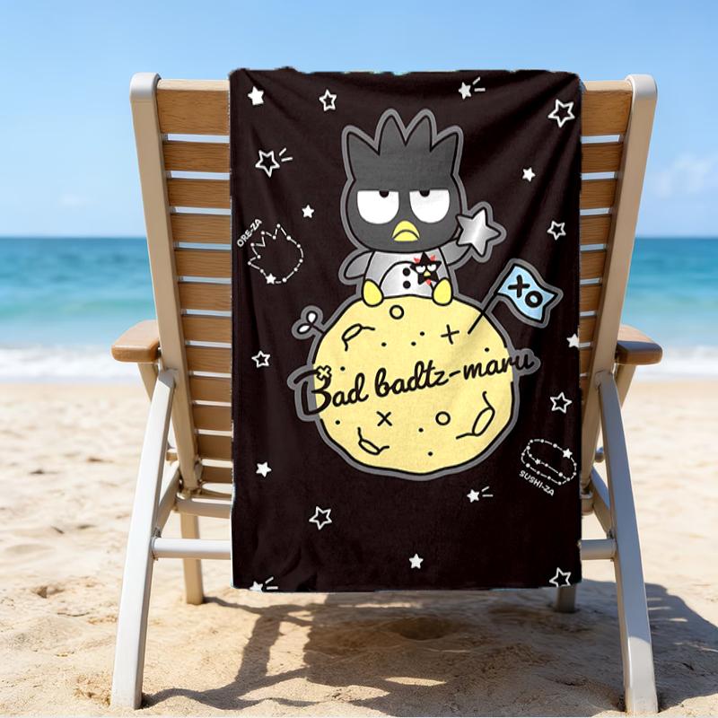 proof beach towel with a Sanrio3 pattern - soft,absorbent,quick-drying,machine washable - perfect for swimming,camping,bathing