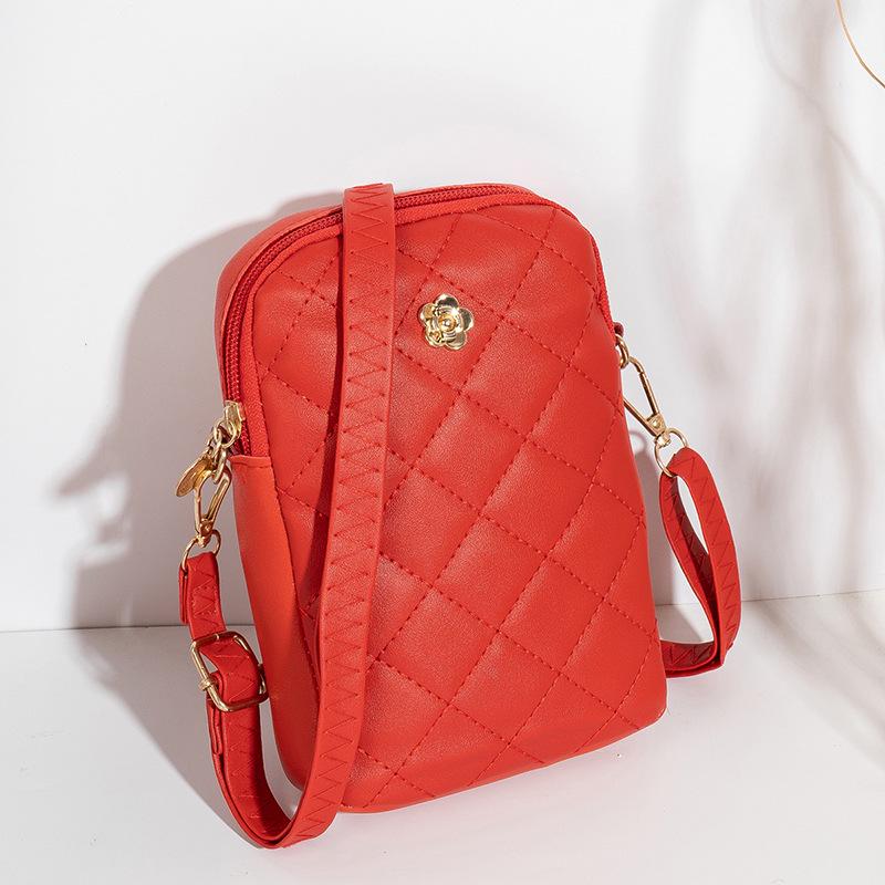 Trendy Embroidered Diamond Pattern Crossbody Phone Bag - 2022 Women's Style