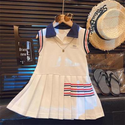 2024 m. vasaros vakarietiško stiliaus sportinis polo suknelė mergaitei su klostuotu sijonu
