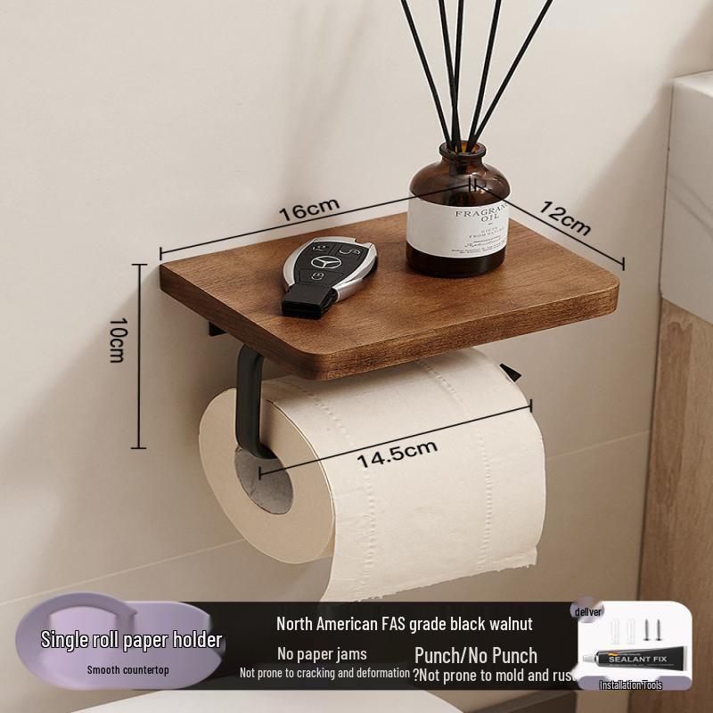 Black Walnut Single Roll Toilet Paper Holder