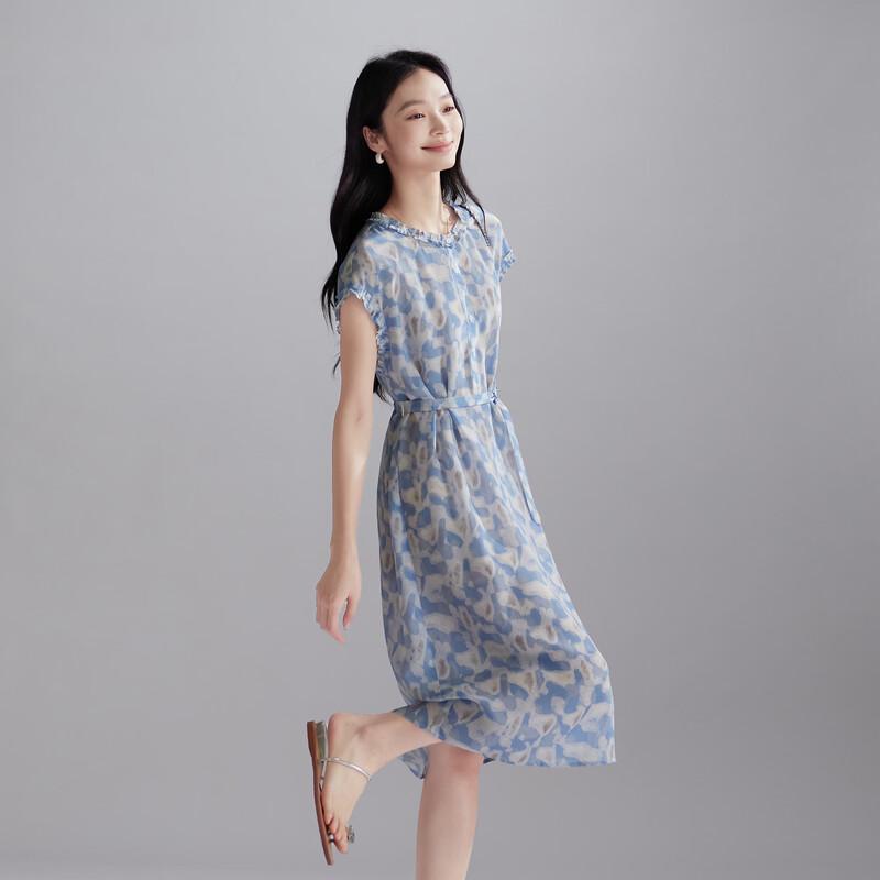 SOFSIL French Retro Mulberry Silk Floral Midi Dress